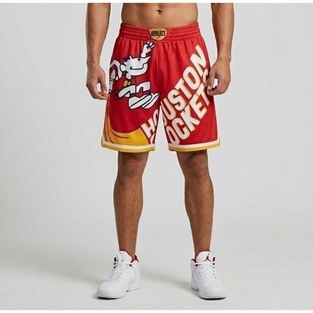 Mitchell & Ness Houston Rockets Shorts Mens Medium Red Hardwood Classics‎ Rare